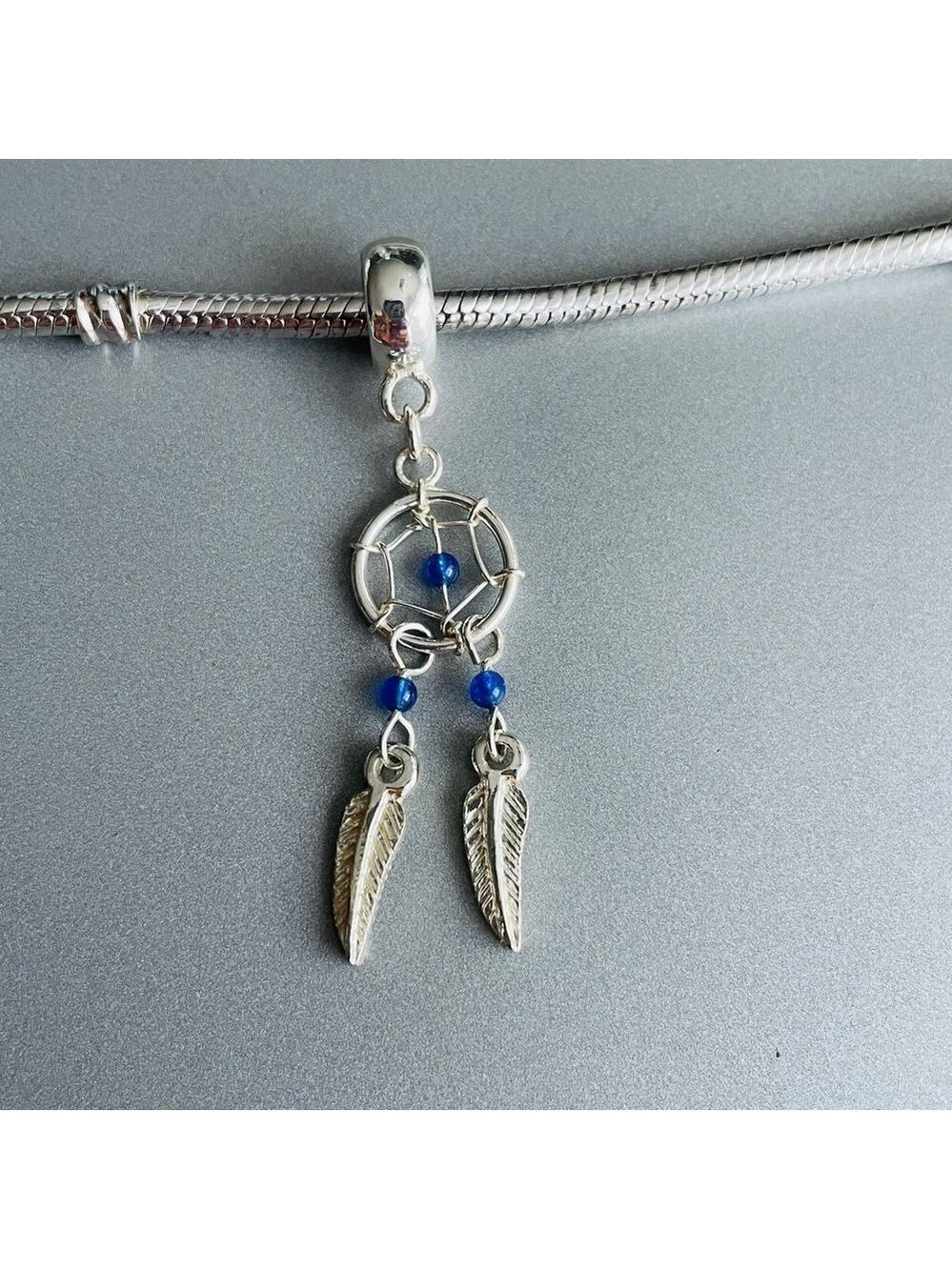Dream Catcher Sterling Silver Dangle Feathers Charm Bead For Bracelet/ N…